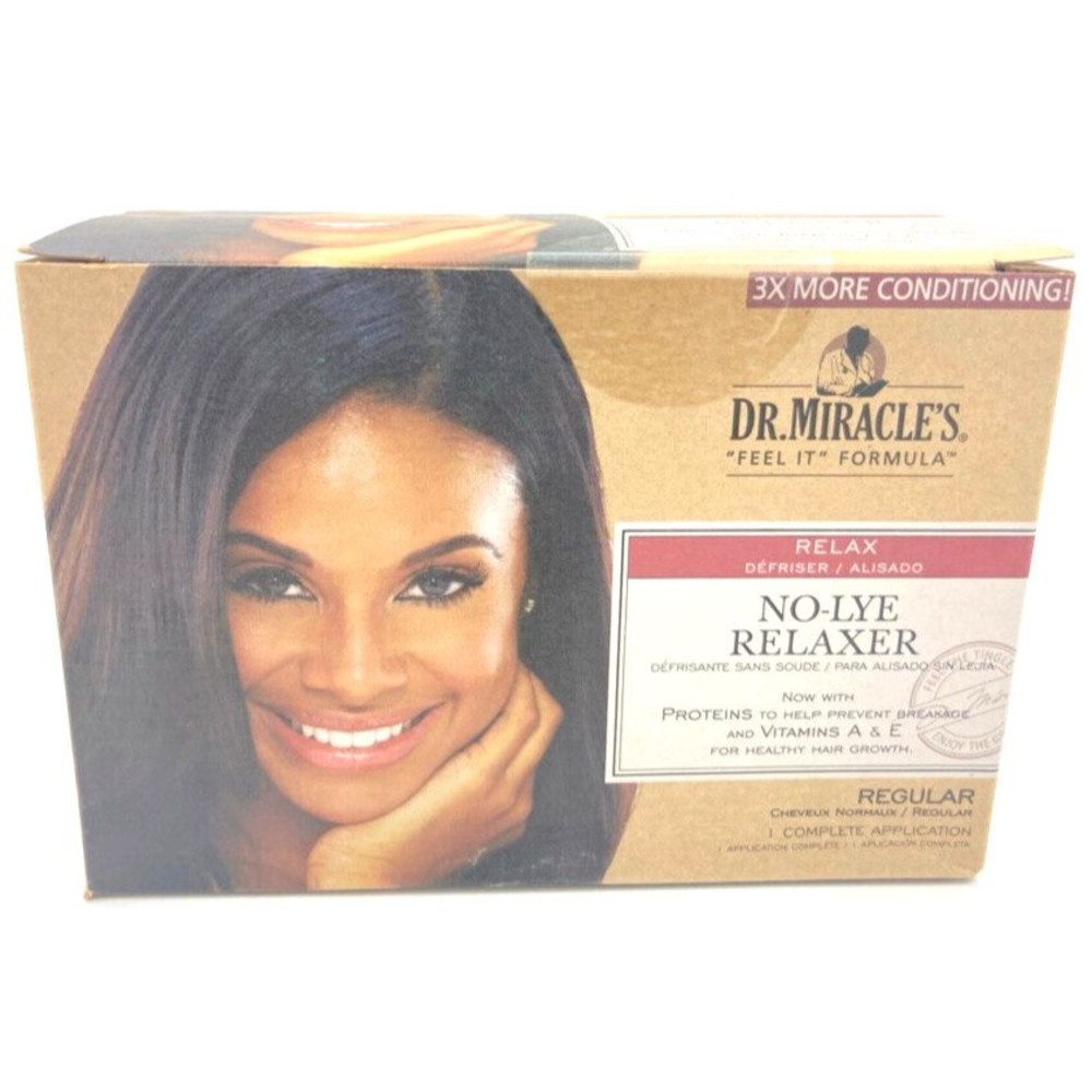Dr.Miracle's No-Lye Hair Relaxer Regular Feel It Formula Straightener Shiny